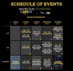 Invictus Games 2016 Schedule for Our Wounded Warriors